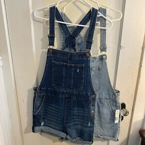 Set of 2 No Boundaries Junior Denim Overalls.